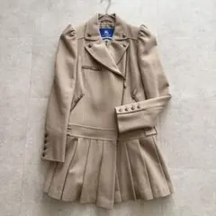 バーバリーブルーレーベル　ライダースコート　ノバチェック　プリーツ　銀ボタン