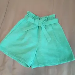 GU グリーン ウエストリボン ショートパンツ 140