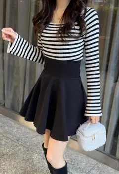 GRL gm728 インパン裏地付きコルセット風フレアミニスカート