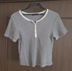 Doula Doula ボーダー ヘンリーネック 半袖 Tシャツのサムネイル
