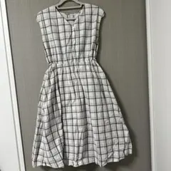 GU チェック柄ノースリーブロングワンピース M