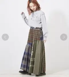 新品 キューブシュガー パッチワークスカート チェック パウダー加工 アメカジ