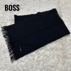 HUGO BOSS ヒューゴボス　フリンジ付き　マフラー　ブラック　シンプル