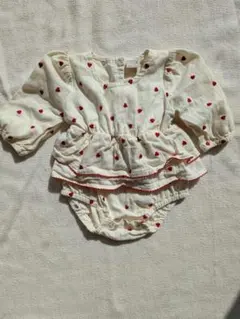 プティマイン　ハート柄コットンワンピース(~95cm)　ロンパース