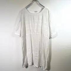 良品✨Cherry lane✨刺繍半袖カットソー  L L 長め丈 チュニック白