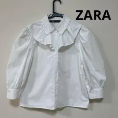 ZARA フリル付きホワイトブラウス