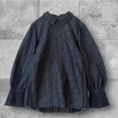 極美品 未使用 UNITED ARROWS ツートーンジャガードブラウス 38のサムネイル