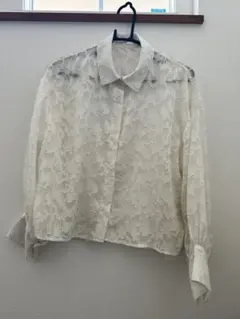 アイボリー レース 長袖シャツ M