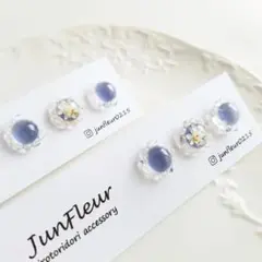 173* 可愛いお花の形の耳飾り(ブルー) ピアス/イヤリング