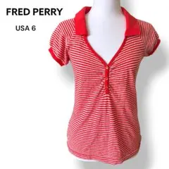 FRED PERRYフレッドペリー襟付き半袖カットソー 赤×グレー(M)USA6のサムネイル