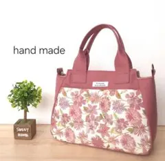 チューリップバック＊リバティ　フローラル・レターズ　ガーベラピンク×ローズピンク