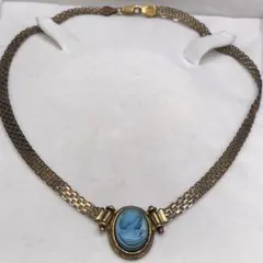 ヴィンテージ milor 青いカメオ ネックレス SILVER925 イタリア製