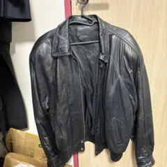90s ヴィンテージ ラムレザージャケット 羊革 短丈 黒　XL