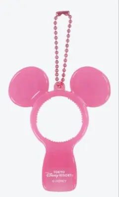ミッキー型　キーチェーン(ピンク)