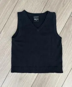 コムサ　黒Vネックベスト 綿100% 90サイズ