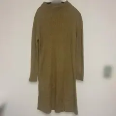 ユニクロ　ベージュ リブ編み ニットワンピース Lサイズ