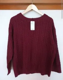 【新品、美品】アフリカタロウ ケーブルニット 長袖セーター