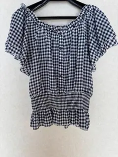 ★値下げ★ギンガムチェック オフショルダー トップス