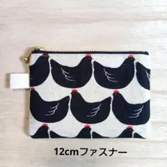 四角フラットミニポーチ　カード入れ　小銭入れ　簡易財布　◇ニワトリ