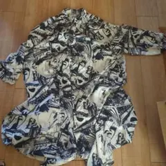 Bou Jeloud モノクロ都市風景プリントワンピース