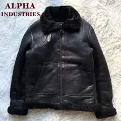 人気✨ALPHAは INDUSTRIES リアルムートン　B-3 羊革　L 黒