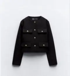 ZARA ラウンドネック　ピケブレザー　ジャケット　Lサイズ