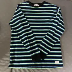 XLARGE 長袖カットソー M 黒/青/緑　ボーダー