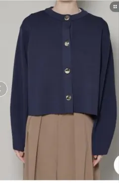NANO universe ビッグボタンクルーネックニットカーディガン