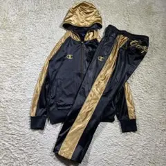 美品　レア　魔裟斗モデル　チャンピオン　ジャージ　セットアップ　黒×金　L 刺繍