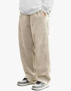 ベージュ コーデュロイ ワイドパンツ Mサイズ