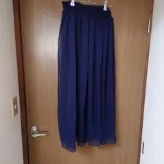 ネイビー シフォン ロングスカート　リバーシブル