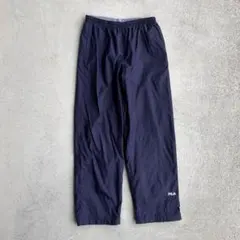 一点物 00s FILA 古着 ワイドナイロンパンツ Y2K テック Mネイビーのサムネイル