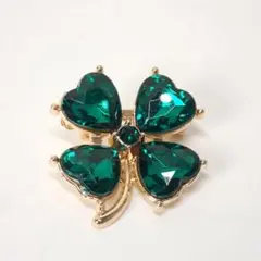 英国製 ヴィンテージ ブローチ ラインストーン クローバー