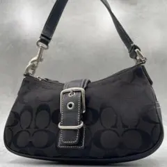 コーチ ショルダーバッグ ブラック キャンバス アクセサリーポーチ 6362