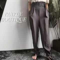 RUIRUE BOUTIQUE リボンハイウエストテーパードパンツ