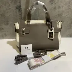 【未使用】PELLE BORSA　バイカラー2WAYバッグ　グレージュ