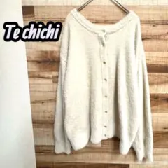 Techichi 2WAY ニットラメシャギーカーディガン 金ボタン ベージュ