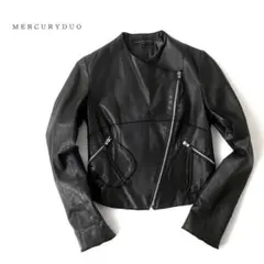 MERCURYDUO ダブルブレストノーカラー レザージャケット