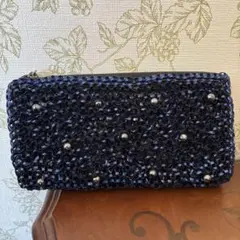 アンテプリマ ワイヤーバッグ ラウンドジップ パール ビジュー 長財布