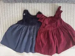 ネイビー＆バーガンディ ワンピース 2点セット　70cm