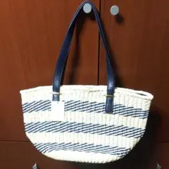 ストライプ柄かごバッグ 未使用タグ付き