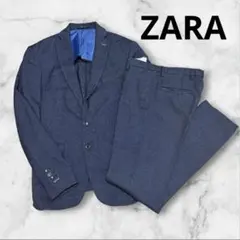 ZARA MAN セットアップスーツ ネイビー 織柄 シングル 2B 46