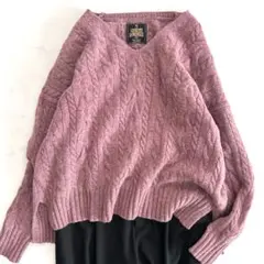 く*ん様 アーバンリサーチドアーズ ハミルトンウール アラン柄ニット ピンク ケ