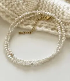 【新作】淡水ケシパール ネックレス 3mm 普段使い 冬コーデ 結婚式◎