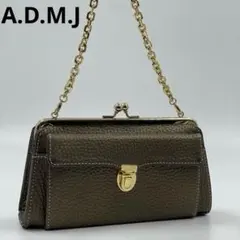 A.D.M.J】アクセサリーポーチ ミニハンドバッグ レザー バイカラー 
