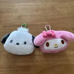 ☆ポチャッコ マイメロディー　カラビナ付き ぬいぐるみ ファスナーマスコット