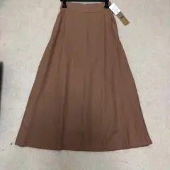 くすみサーモンピンクロングスカート リネン麻混合　後ろゴムのサムネイル