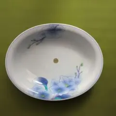 【新品未使用】高級 美術 有田焼 青い花の絵柄 陶磁器製 皿 伝統工芸 華山