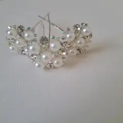 クリスタル パールヘアピン 3本セット 髪飾り 成人式 卒業式 和装 上品