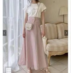 グレイル　ツイルハイウエストフレアロングスカート